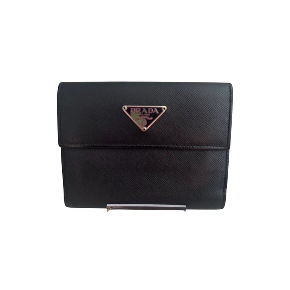 PRADA Womens Black Saffiano Leather Snap Wallet - Picture 1 of 12